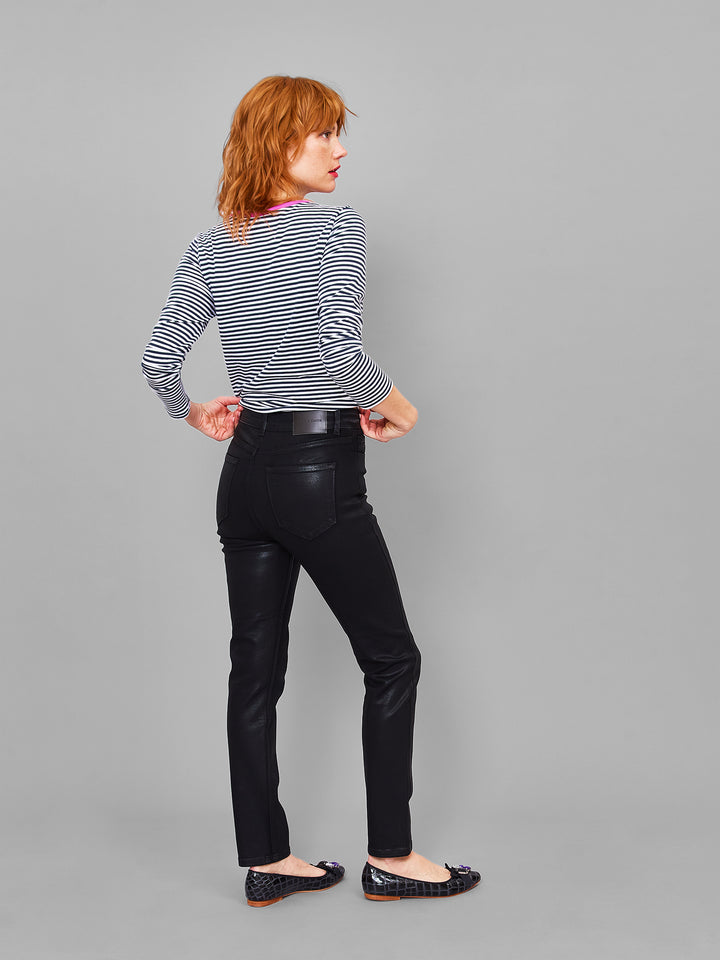 Glossy high-rise skinny jeans